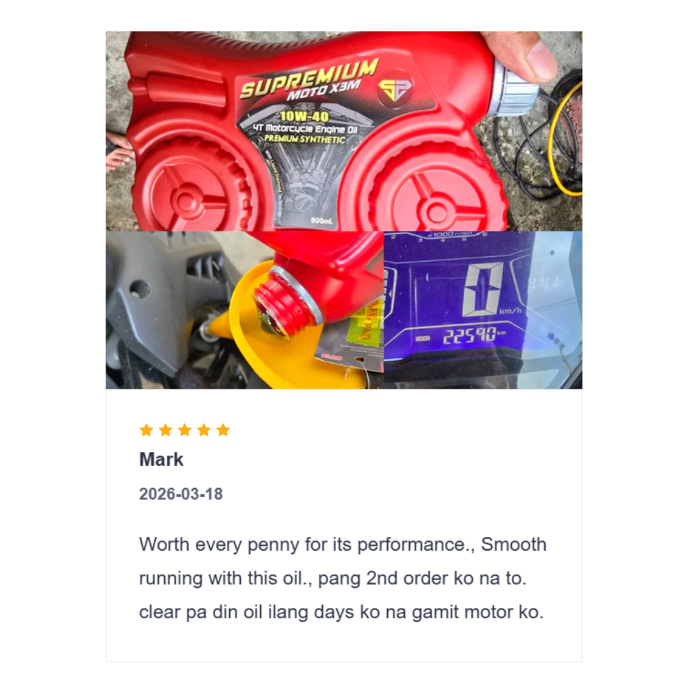 For Automatic Motor 𝗦𝗨𝗣𝗥𝗘𝗠𝗜𝗨𝗠 𝗠𝗼𝘁𝗼 𝗫𝟯𝗠 𝟭𝟬𝗪-𝟰𝟬, 2-Wheels, Automatic (1 Liter)