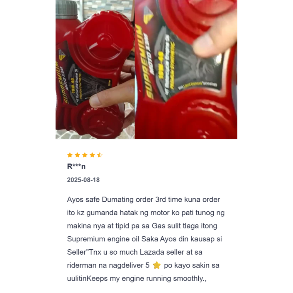 For Automatic Motor 𝗦𝗨𝗣𝗥𝗘𝗠𝗜𝗨𝗠 𝗠𝗼𝘁𝗼 𝗫𝟯𝗠 𝟭𝟬𝗪-𝟰𝟬, 2-Wheels, Automatic (1 Liter)